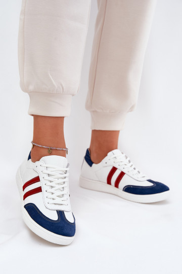 Zazoo N1068 Leer Laag Sneakers model schoenen Dames INit-donkerblauIn