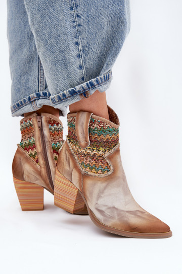 Leren cowboystijl laarsjes met hakken Tai turiciejka 06810-29 verschillende kleuren