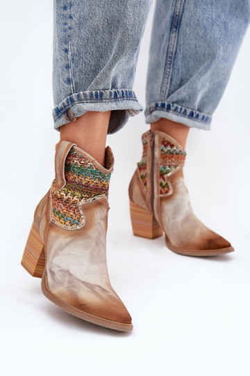 Lederne Cowboy-Stiefel mit Absatz, geflochtenem Muster Tai turiciejka 06810-29 in verschiedenen Farben 2