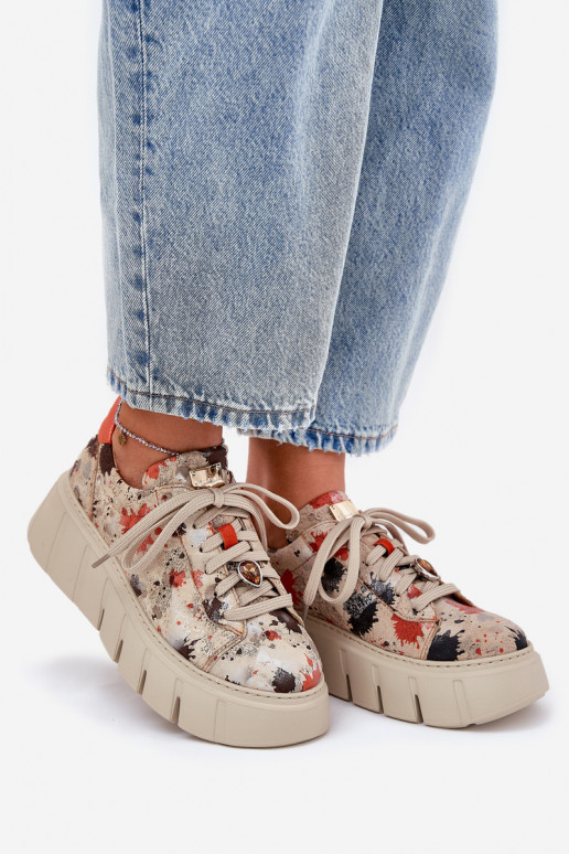 Peau Chaussures modèle baskets avec une plateforme Il fautciejka 06891-18 beige