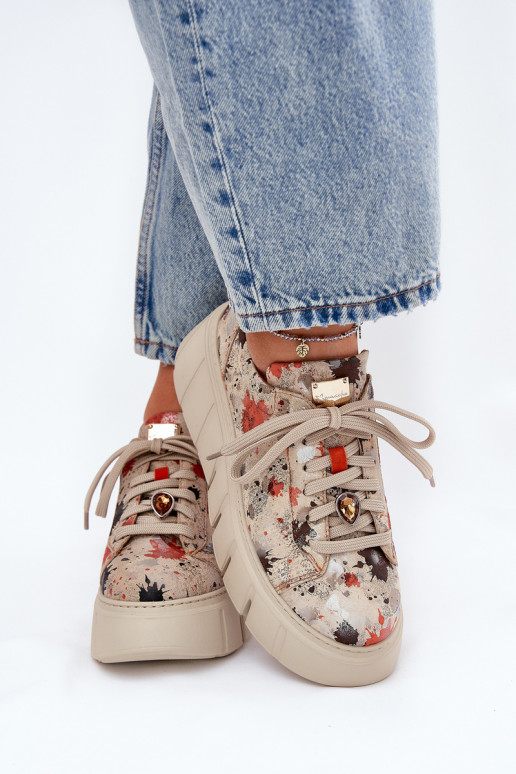 Peau Chaussures modèle baskets avec une plateforme Il fautciejka 06891-18 beige