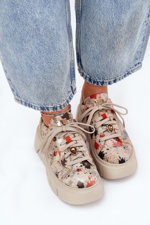 Haut Sneakers Stilvollllschuhe mit einer Plattform Es mussciejka 06891-18 Beige