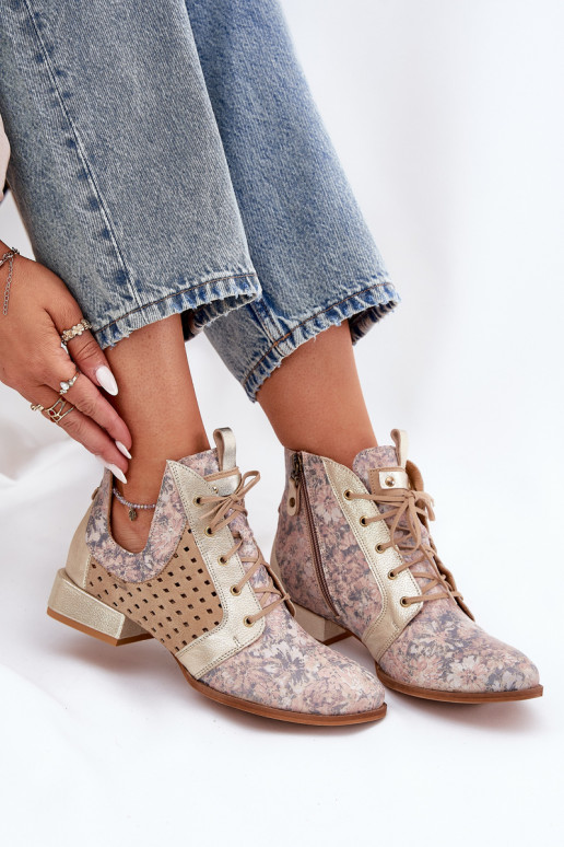 Leer Laarzen Schoenen Het heeftciejka 05541-04 beige-gouden kleur Leer Laarzen Schoenen Het heeftciejka 05541-04 beige-gouden kleur