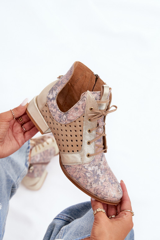 Leer Laarzen Schoenen Het heeftciejka 05541-04 beige-gouden kleur Leer Laarzen Schoenen Het heeftciejka 05541-04 beige-gouden kleur