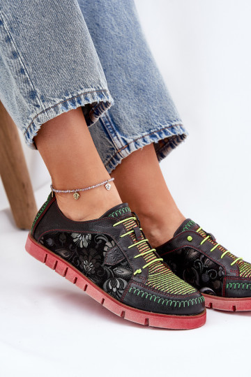 Haut Schuhe Feminin Gemustert Es mussciejka 06784-20 schZuarze Farbe