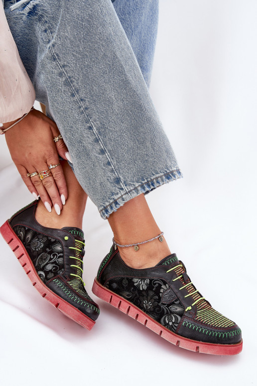 Haut Schuhe Feminin Gemustert Es mussciejka 06784-20 schZuarze Farbe