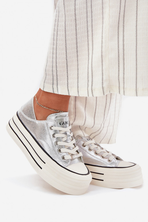 Haut Freizeitschuhe mit einer Plattform GOE RR2N4108 Silberfarbe Haut Freizeitschuhe mit einer Plattform GOE RR2N4108 Silberfarbe