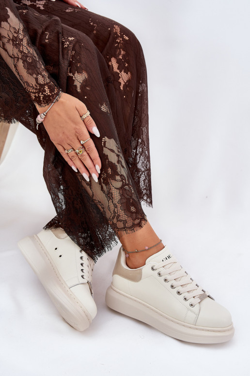 Peau Chaussures modèle baskets Féminin avec une plateforme GOE RR2N4004 beige Peau Chaussures modèle baskets Féminin avec une plateforme GOE RR2N4004 beige