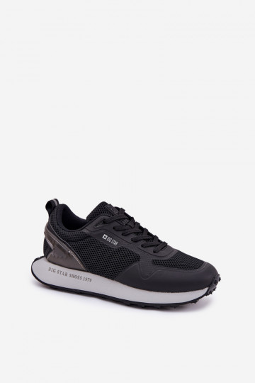 Heren sportieve schoenen met platform Big Star RR174361 Hi-Poly System zwarte kleur