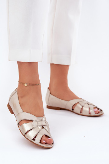 Open ballerina sandalen Tai turiciejka 06908-25/001-1 gouden kleur met versleten effect 2