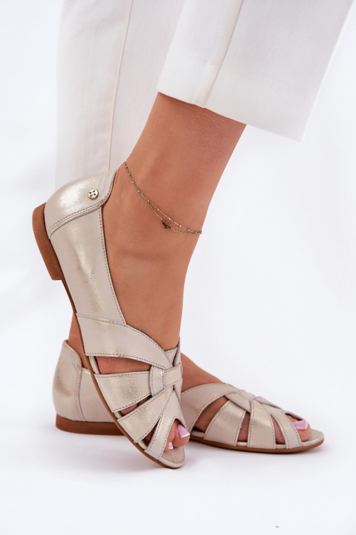 BallerinesOdkrytymi Palcami Il fautciejka 06908-25/001-1 couleur dorée Przecierany