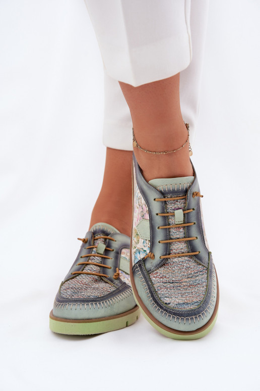 Leer schoenen Dames Met patroon Het heeftciejka 06784-09 groene kleur Leer schoenen Dames Met patroon Het heeftciejka 06784-09 groene kleur