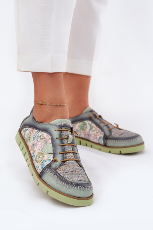 Leer schoenen Dames Met patroon Het heeftciejka 06784-09 groene kleur Leer schoenen Dames Met patroon Het heeftciejka 06784-09 groene kleur