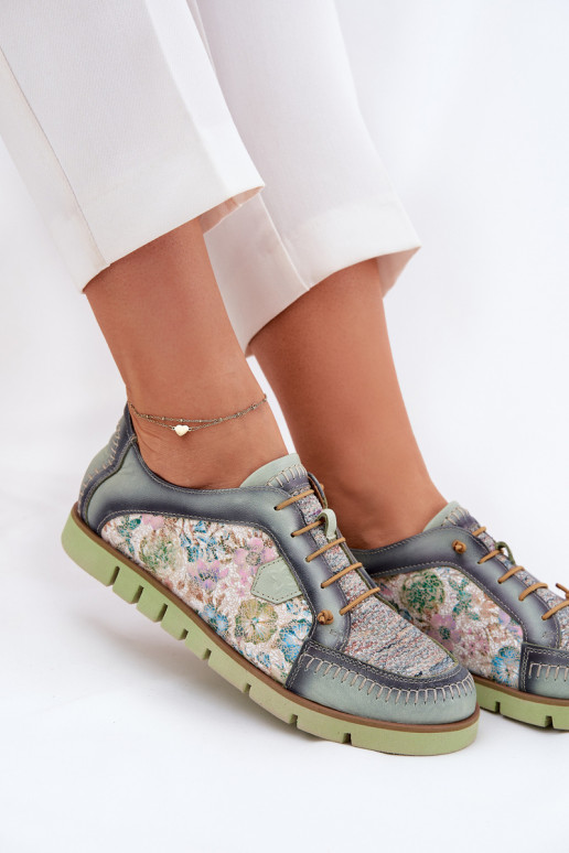 Leer schoenen Dames Met patroon Het heeftciejka 06784-09 groene kleur Leer schoenen Dames Met patroon Het heeftciejka 06784-09 groene kleur