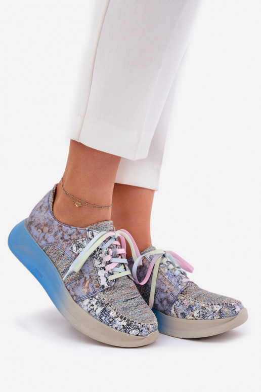 Peau chaussures Chaussures modèle baskets Féminin avec une plateforme Il fautciejka 06776A-06 couleur bleue Peau chaussures Chaussures modèle baskets Féminin avec une plateforme Il fautciejka 06776A-06 couleur bleue