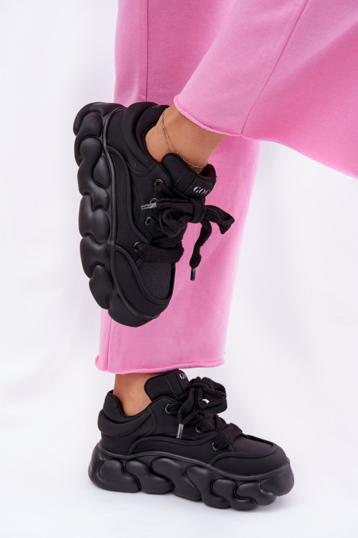 Haut Sneakers Stilvollllschuhe Feminin mit einer Plattform GOE RR2N4044 schZuarze Farbe Haut Sneakers Stilvollllschuhe Feminin mit einer Plattform GOE RR2N4044 schZuarze Farbe