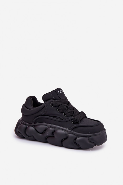 Haut Sneakers Stilvollllschuhe Feminin mit einer Plattform GOE RR2N4044 schZuarze Farbe Haut Sneakers Stilvollllschuhe Feminin mit einer Plattform GOE RR2N4044 schZuarze Farbe