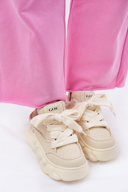 Haut Sneakers Stilvollllschuhe Feminin mit einer Plattform GOE RR2N4043 Beige Haut Sneakers Stilvollllschuhe Feminin mit einer Plattform GOE RR2N4043 Beige