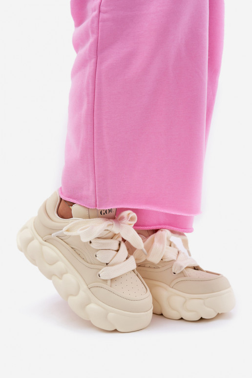 Haut Sneakers Stilvollllschuhe Feminin mit einer Plattform GOE RR2N4043 Beige Haut Sneakers Stilvollllschuhe Feminin mit einer Plattform GOE RR2N4043 Beige