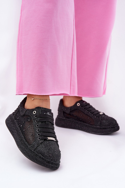 Décoré Chaussures modèle baskets avec une plateforme GOE NN2N4021 couleur noire