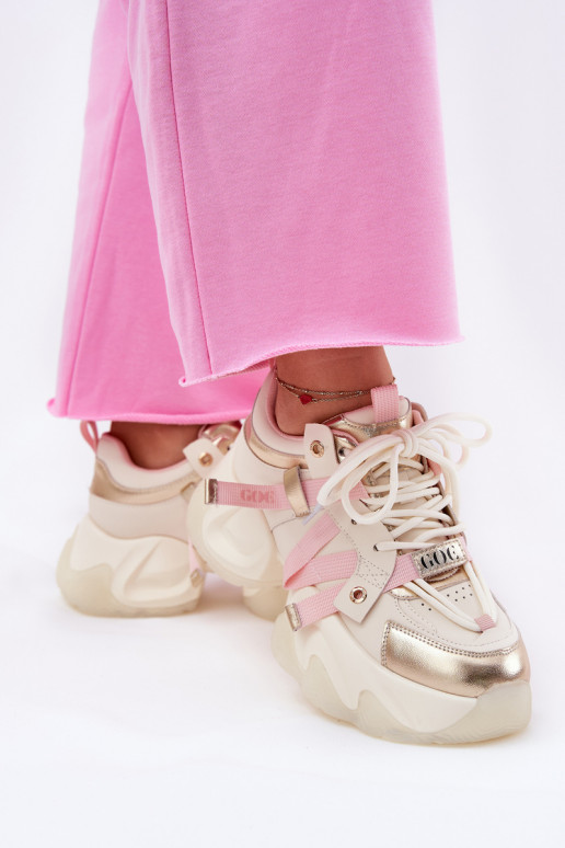 Haut Sneakers Stilvollllschuhe Feminin mit modischer Es mussssivsohle GOE RR2N4031 Beige