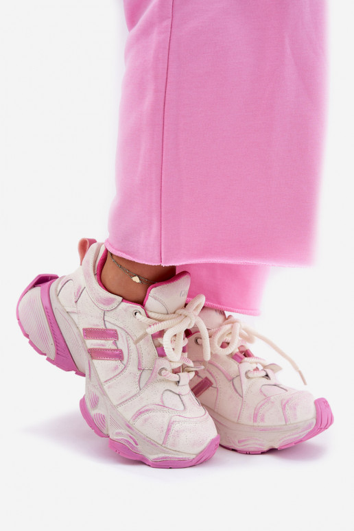 Leer Sneakers model schoenen Dames GOE RR2N4038 roze Leer Sneakers model schoenen Dames GOE RR2N4038 roze