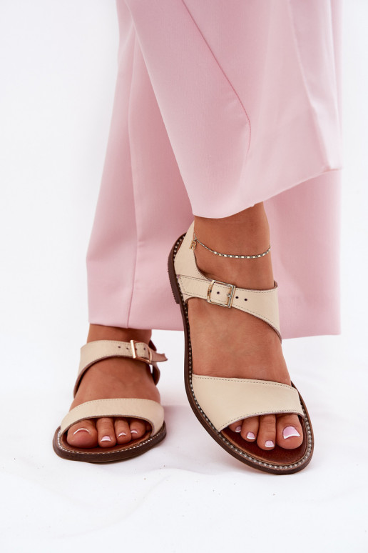 Leer Sandalen voor dames Zazoo 3014 beige Leer Sandalen voor dames Zazoo 3014 beige