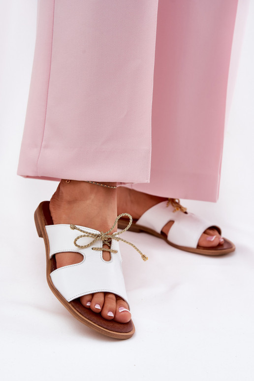 Leren pantoffels Dames met brede hakken Zazoo 3022 Initte kleur Leren pantoffels Dames met brede hakken Zazoo 3022 Initte kleur