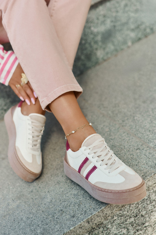 Haut Sneakers Stilvollllschuhe Feminin mit einer Plattform Zazoo N1234 Beige-Burgund Haut Sneakers Stilvollllschuhe Feminin mit einer Plattform Zazoo N1234 Beige-Burgund