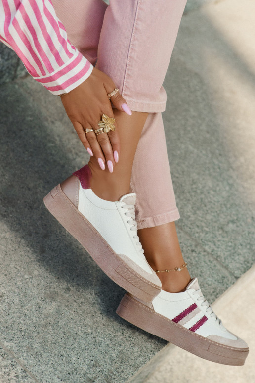 Peau Chaussures modèle baskets Féminin avec une plateforme Zazoo N1234 beige-Bourgogne Peau Chaussures modèle baskets Féminin avec une plateforme Zazoo N1234 beige-Bourgogne