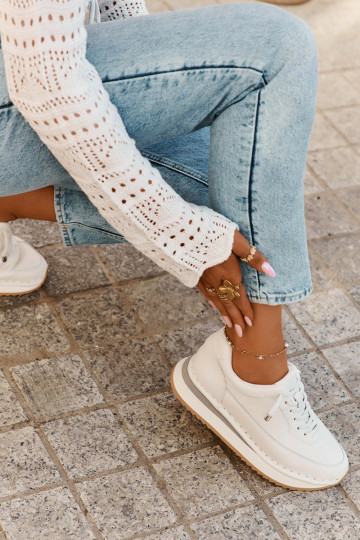 Leer Sneakers model schoenen Dames met platform Big Star RR274A333 Initte kleur