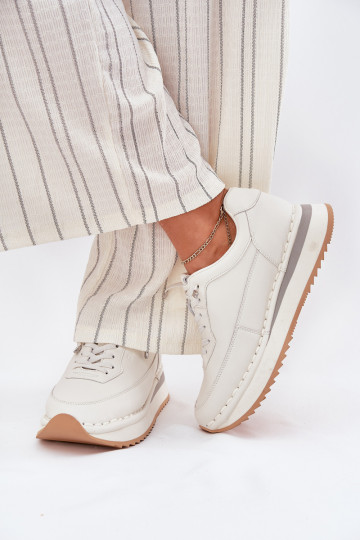 Leer Sneakers model schoenen Dames met platform Big Star RR274A333 Initte kleur 2