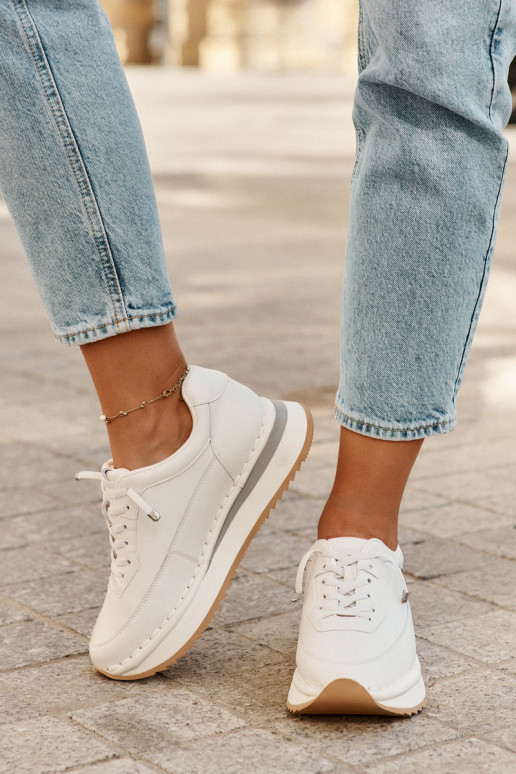 Leer Sneakers model schoenen Dames met platform Big Star RR274A333 Initte kleur Leer Sneakers model schoenen Dames met platform Big Star RR274A333 Initte kleur