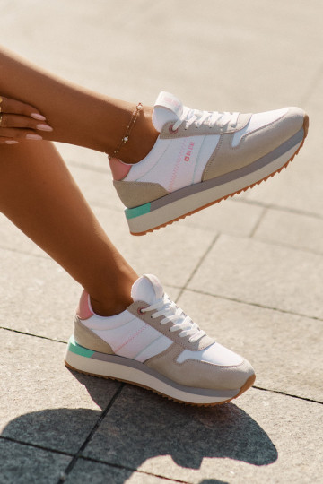 en daim Chaussures modèle baskets Féminin Big Star RR274A047 HI-POLY SYSTEM beige-couleur blanche