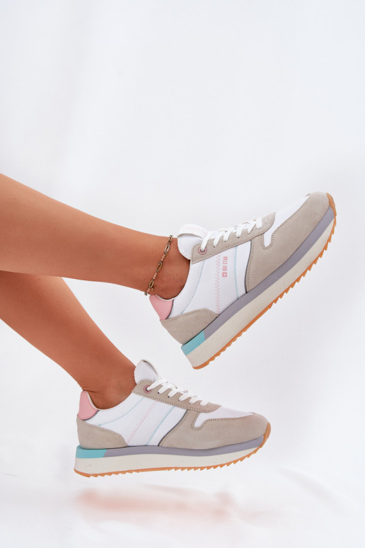 van suède Sneakers model schoenen Dames Big Star RR274A047 HI-POLY SYSTEM beige-Initte kleur van suède Sneakers model schoenen Dames Big Star RR274A047 HI-POLY SYSTEM beige-Initte kleur