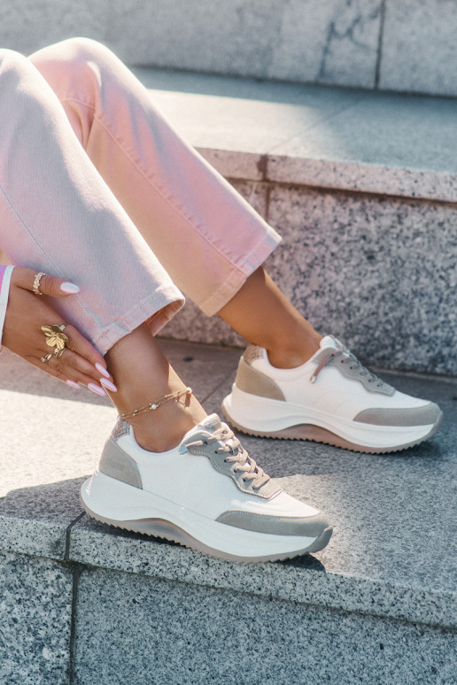 van suède Sneakers model schoenen Dames met platform Big Star RR274A344 HI-POLY SYSTEM beige van suède Sneakers model schoenen Dames met platform Big Star RR274A344 HI-POLY SYSTEM beige