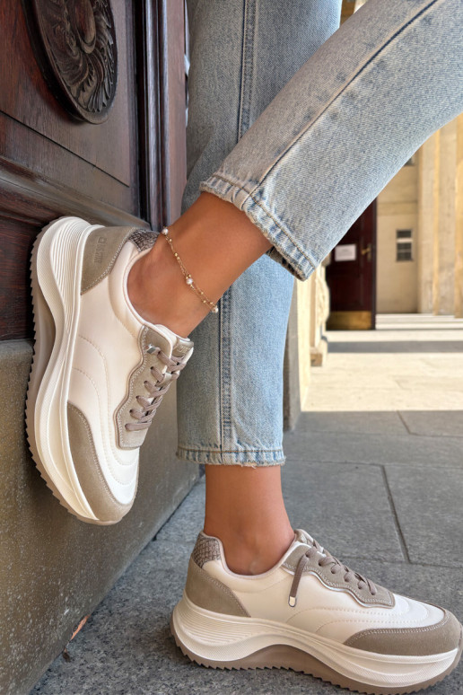 van suède Sneakers model schoenen Dames met platform Big Star RR274A344 HI-POLY SYSTEM beige van suède Sneakers model schoenen Dames met platform Big Star RR274A344 HI-POLY SYSTEM beige