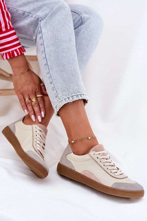 Peau Chaussures modèle baskets Féminin Zazoo N1220 beige Peau Chaussures modèle baskets Féminin Zazoo N1220 beige