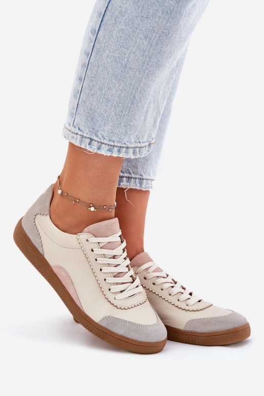 Leer Sneakers model schoenen Dames Zazoo N1220 beige Leer Sneakers model schoenen Dames Zazoo N1220 beige
