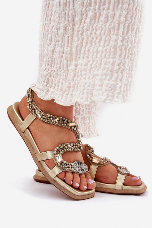 Sandales pour femmes Avec décoration avec imitation peau de serpent Eko Peau Artiker 56C1362 couleur dorée Sandales pour femmes Avec décoration avec imitation peau de serpent Eko Peau Artiker 56C1362 couleur dorée