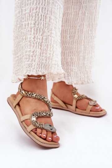 Sandales pour femmes Avec décoration avec imitation peau de serpent en daim écologiqueoÀe Artiker 56C1361 beige