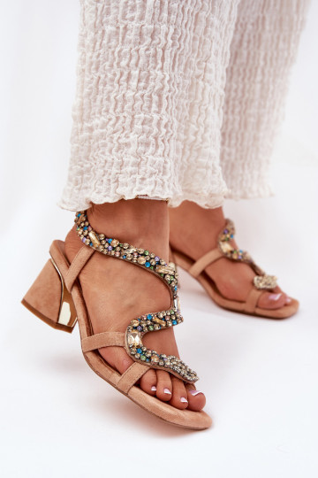 Sandales à talons hauts pour femme aux yeux brillants Artiker 56C1377 beige