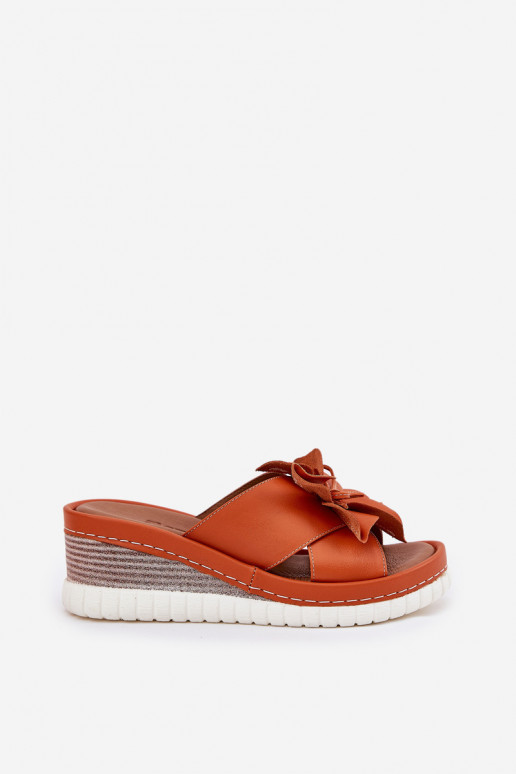 Leren pantoffels Dames Op de INig Met sierlijk Een bloem Artiker 52C0505 oranje Leren pantoffels Dames Op de INig Met sierlijk Een bloem Artiker 52C0505 oranje