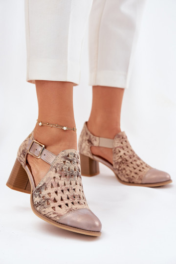 Féminin Peau Bottes ajourées Il fautciejka 04962-43 beige-couleur dorée 2