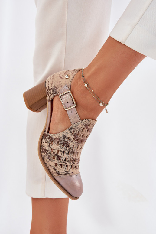 Féminin Peau Bottes ajourées Il fautciejka 04962-43 beige-couleur dorée