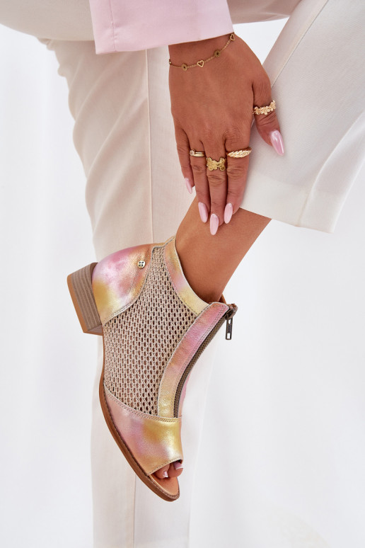 Haut Damenstiefel mit breiten AbsätzenOdkrytymi Palcami Es mussciejka 06413-15 Rosa-orange Farbe Haut Damenstiefel mit breiten AbsätzenOdkrytymi Palcami Es mussciejka 06413-15 Rosa-orange Farbe