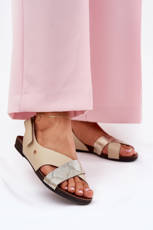 Sandales pour femmes avec attaches adhésives Zazoo 40141 beige-couleur dorée Sandales pour femmes avec attaches adhésives Zazoo 40141 beige-couleur dorée