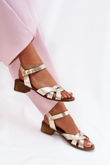 Dames sandalen Op Delicaatm Obcasie Zazoo 40372 gouden kleur