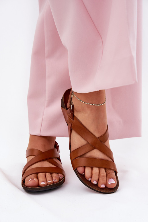 gleichschenklig Damensandalen Feminin Zazoo 40032 braune Farbe