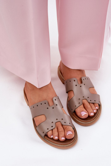 Chaussons pour femmes Zazoo 40326 avec découpes décoratives couleur sable